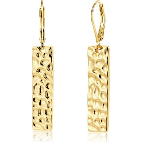 14K Gold Plated French Hypoallergenic Lightweight Statement Leverback Earrings - Picture 1 of 8